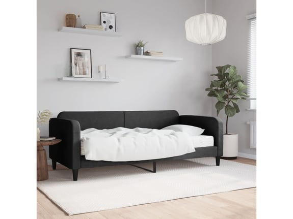 VIDAXL Dnevna postelja z vzmetnico črna 90x190 cm blago
