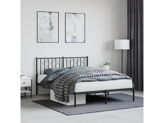 VIDAXL Kovinski posteljni okvir z vzglavjem črn 140x200 cm