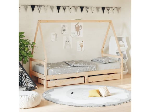 VIDAXL Otroški posteljni okvir s predali 80x200 cm trdna borovina