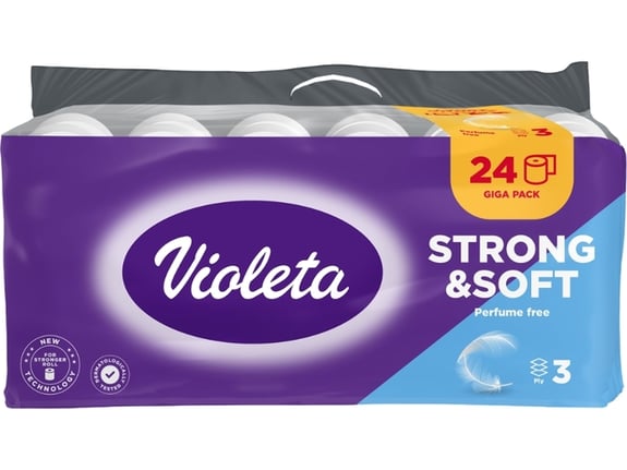 VIOLETA toaletni papir Pure & Strong bombaž 24/1, 3-slojni