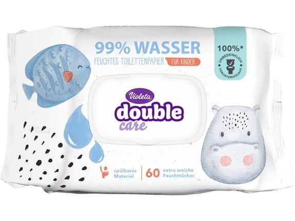VIOLETA vlažni toaletni papir Water Care, 60 kos