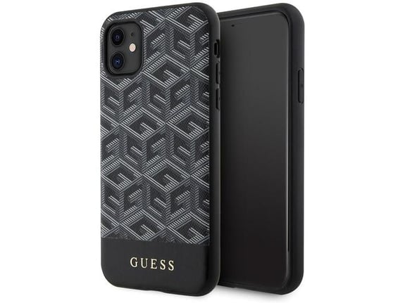 GUESS ovitek za silikonski G-Cube GUHMN61HGCFSEK MagSafe iPhone 11, črn