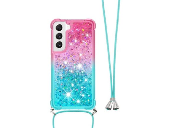 CHAMELEON ovitek za gumiran TPUVr Samsung Galaxy S23, roza-mint s tekočimi srčki