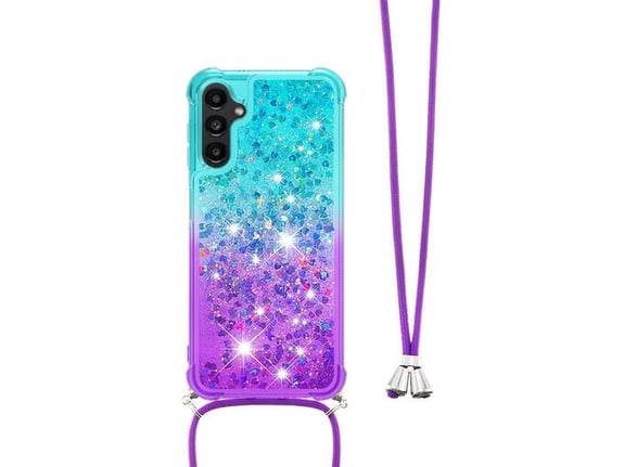 CHAMELEON ovitek za gumiran TPUVr Samsung Galaxy A34 5G, modro-vijoličen s tekočimi srčki