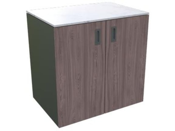 MS VISCOM letna kuhinja - element z vrati, lesni dekor - ameriški oreh