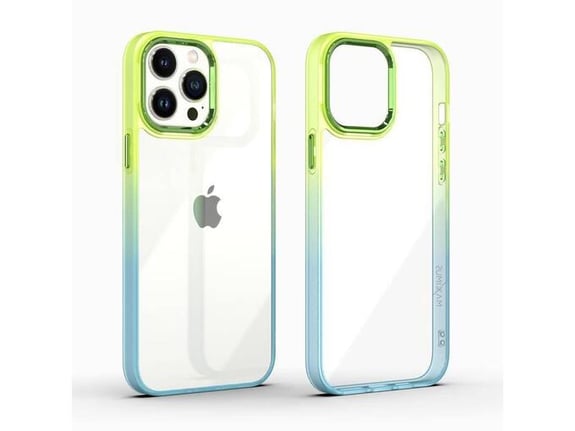 ONASI silikonski ovitek Gradient za Samsung Galaxy A54, prozorna z zeleno-modro obrobo