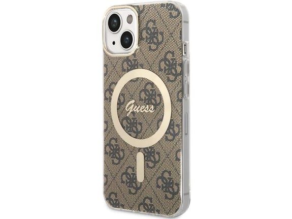 GUESS ovitek Originalni z MagSafe za iPhone 14, rjava, GUHMP14SH4STW