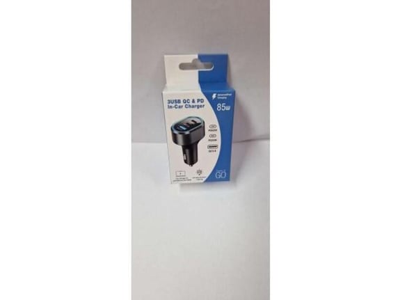 PAMA avtopolnilec PDQSC adapter 1 x USB-A in 2x Type C PD 85W 3,0 QC - črno moder