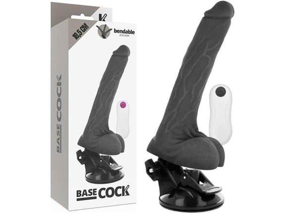 BASECOCK Vibrator Realistic Bendable Black 18,5 Cm