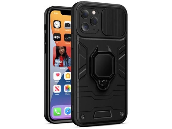 ONASI silikonski ovitek Armor Ring za iPhone 15 Pro, črna