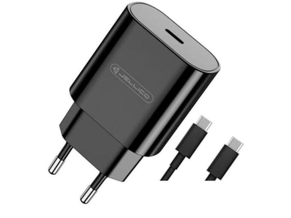 Jellico Hišni polnilec C35 (Quick Charge) 25W vhod Type-C s Type-C podatkovnim kablom - EU Blister - črn