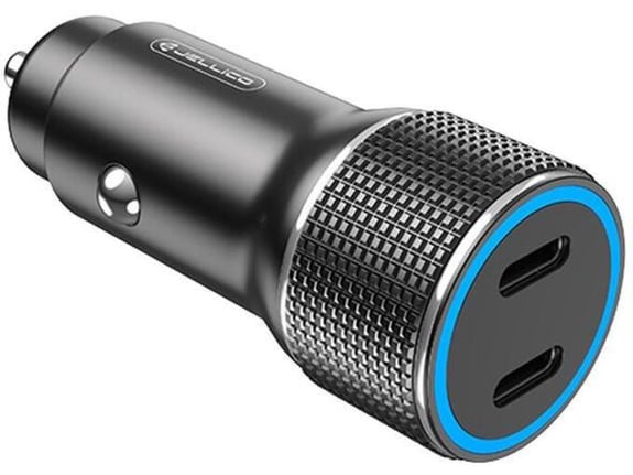Jellico avtopolnilec F8 adapter 2xType C PD 40W QC - črn