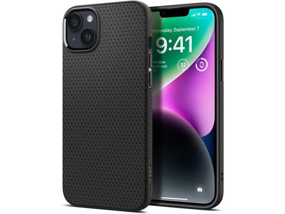 SPIGEN ovitek za silikonski Liquid Air iPhone 15 Plus 6.7, črn