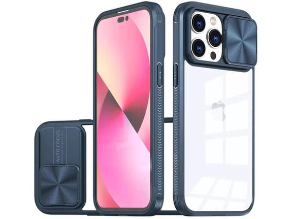 ONASI silikonski ovitek Lens Cover za iPhone 15, prozorna/modra