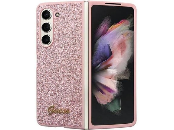 GUESS ovitek za silikonski Samsung Galaxy Z Fold 5, roza z bleščicami