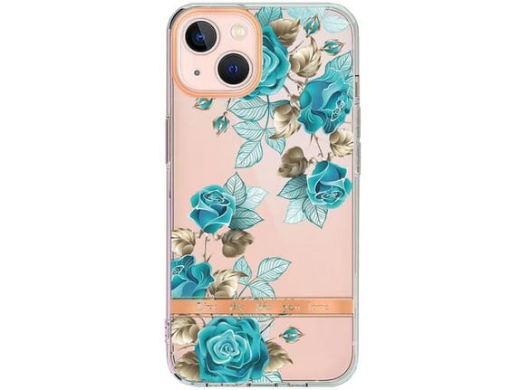 CHAMELEON ovitek za gumiran Flowers Apple iPhone 15 Plus, moder