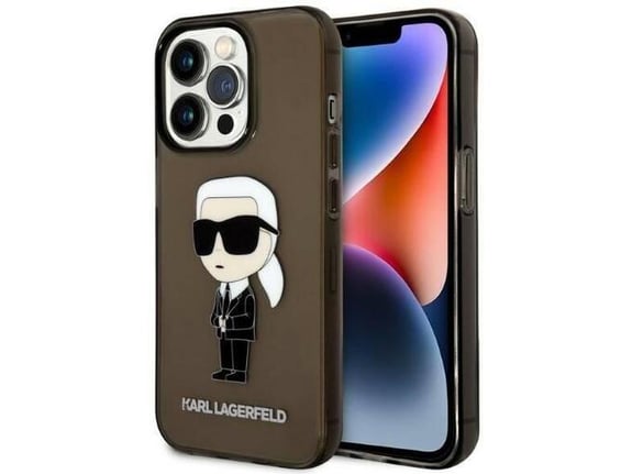 KARL LAGERFELD ovitek IML NFT Karl Full Body za iPhone 14 Pro, prozorno črna, KLHCP14LHNIKTCK