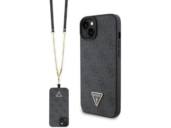 GUESS silikonski ovitek za iPhone 15, črna z zlatim logotipom, GUHCP15SP4TDSCPK