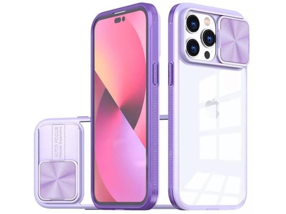 ONASI silikonski ovitek Lens Cover za iPhone 15 Plus, prozorna/vijolična
