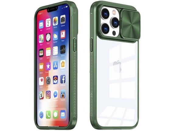 ONASI silikonski ovitek Lens Cover za Samsung Galaxy A14, prozorna/zelena