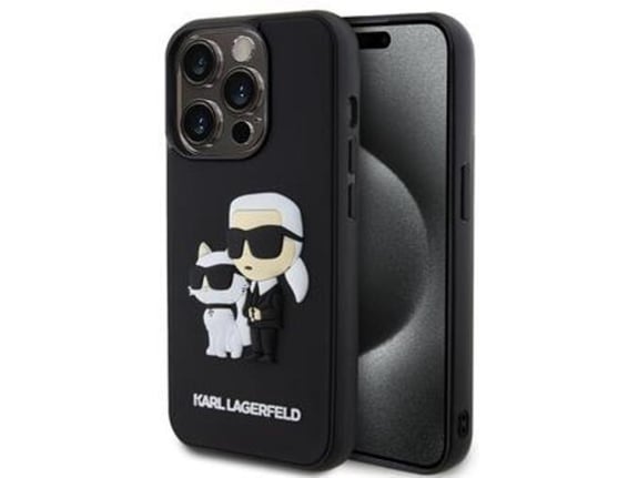 KARL LAGERFELD ovitek Full Bodies 3D za iPhone 15 Pro, črna, KLHCP15L3DRKCNK