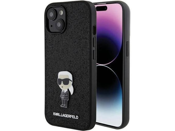 KARL LAGERFELD ovitek Glitter IML NFT Iconic za iPhone 15 Plus, črna, KLHCP15MGKNPSK