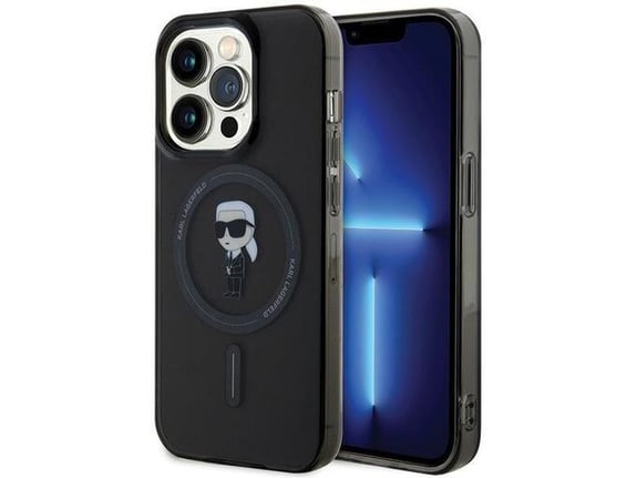KARL LAGERFELD ovitek MagSafe za iPhone 15 Pro Max, prozorno črna, KLHMP15XHFCKNOK