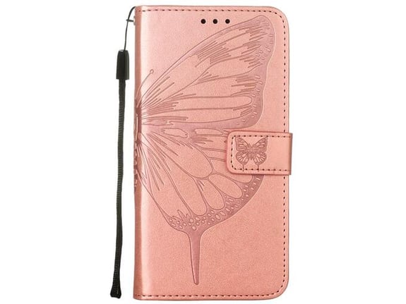 Chameleon Apple iPhone 15 Plus - Preklopna torbica (WLGO-Butterfly) - roza-zlata
