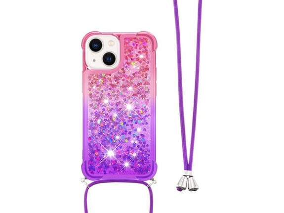 CHAMELEON ovitek za gumiran TPUVr Apple iPhone 15, roza-vijoličen s tekočimi srčki