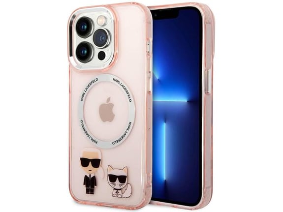 KARL LAGERFELD ovitek za silikonski MagSafe iPhone 14 Plus, prozorno roza