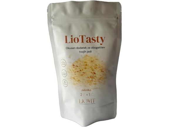 LIOVIT liofiliziran jabolčni prah s cimetom, vanilijo in limonino lupinico LioTasty, 100g, slajeno s sladilom
