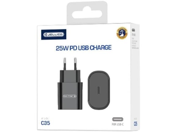 Jellico Hišni polnilec adapter C35 (Quick Charge) 25W vhod Type-C,Original (EU Blister) črn