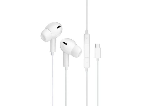 Jellico slušalke EP3A s Type C vtičem in mikrofonom, s silikonskimi čepki - bele