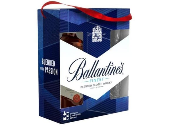 BALLANTINES škotski whisky Ballantine's Finest + 2 kozarca + GB 0,7 l