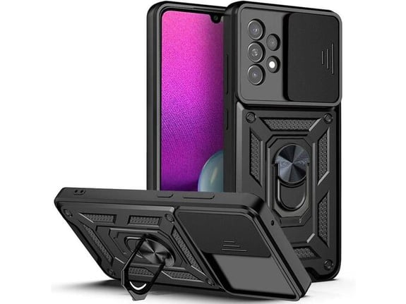 ONASI silikonski ovitek Armor Ring za Samsung Galaxy A15 5G, črna