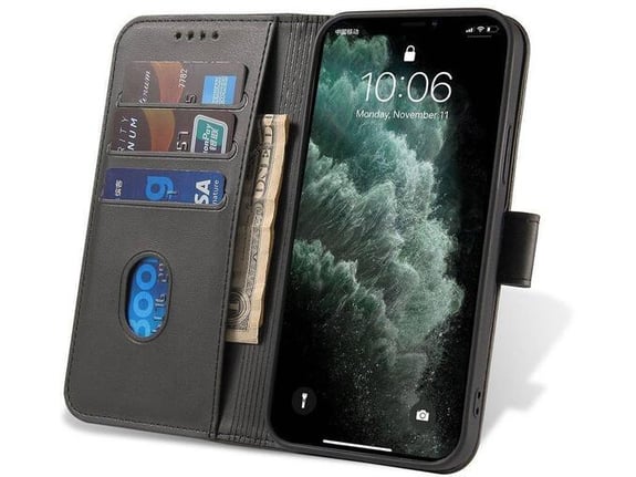 ONASI Wallet denarnica usnjena preklopna torbica Xiaomi Redmi Note 13 5G - črna