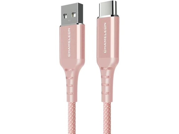 Chameleon USB na USB-C kabel, 3.0, 65W (1m) - podatkovni in polnilni kabel - najlon, roza