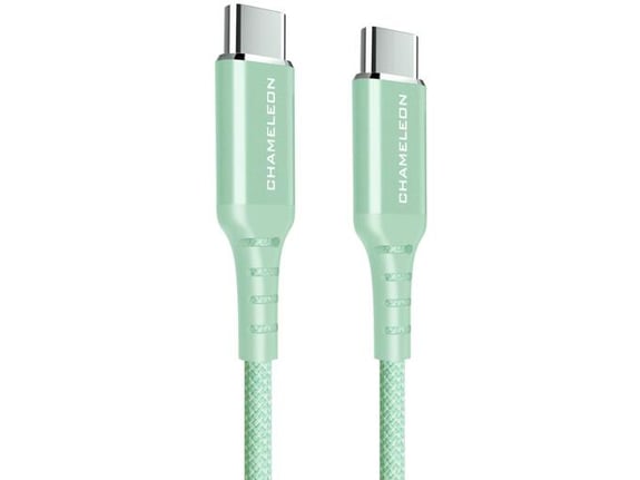 Chameleon USB-C na USB-C kabel, 5Gbps, 65W (1m) - podatkovni in polnilni kabel - najlon, zelen