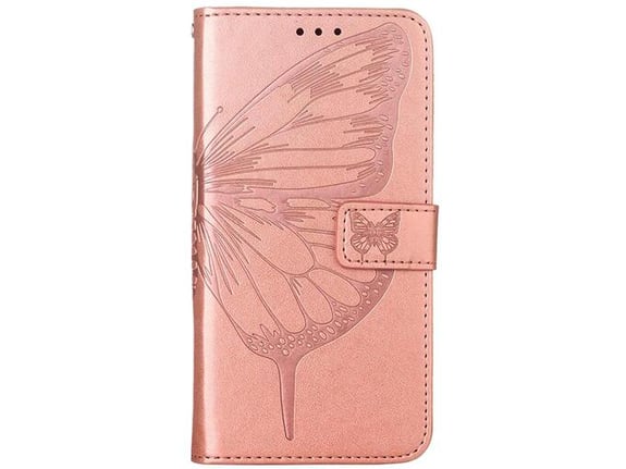 Chameleon Samsung Galaxy A15 4G/5G - Preklopna torbica (WLGO-Butterfly) - roza-zlata