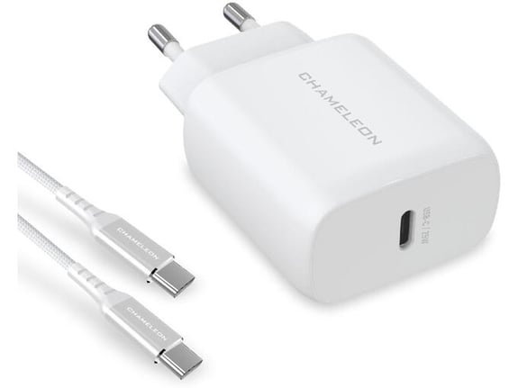 Chameleon Hišni polnilec - 25W (PD 3.0, PPS in QC 3.0), USB-C izhod, s kablom USB-C na USB-C - ZX-1U47T -