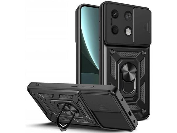ONASI silikonski ovitek Armor Ring za Xiaomi Redmi Note 13 Pro 5G, črna