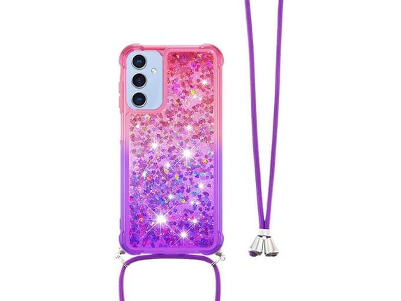 CHAMELEON ovitek za gumiran TPUVr Samsung Galaxy A15 5G, roza-vijoličen s tekočimi srčki