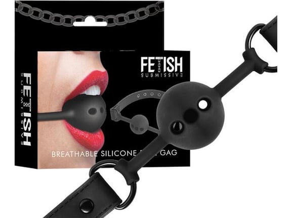 FETISH SUBMISSIVE Gag Bondage Breathable Silicon Black