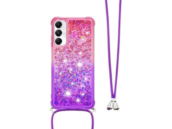 CHAMELEON ovitek za gumiran Samsung Galaxy A05s, roza-vijoličen s tekočimi srčki