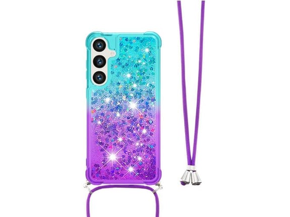 CHAMELEON ovitek za gumiran TPUVr Samsung Galaxy S24, modro-vijoličen s tekočimi srčki