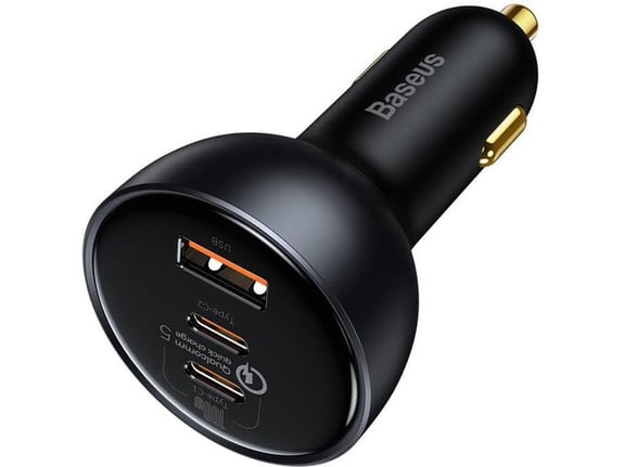 BASEUS polnilec za avto TZCCZM-0G adapter 1 x USB-A in 2x Type C PD 160W QC 5.0 PD - črn