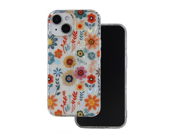 ONASI silikonski ovitek Hippie Flower za Samsung Galaxy A55, oranžna