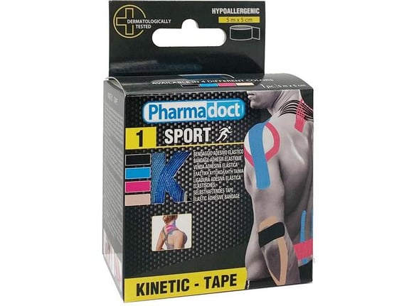PHARMADOCT kineziološki trak 5CM X 5M moder