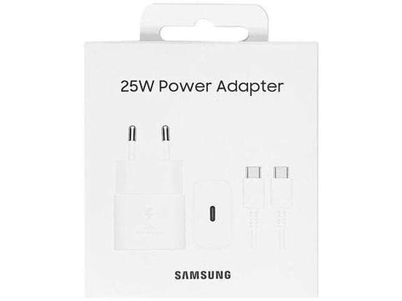 SAMSUNG HIŠNI POLNILEC EP-T2510XWE (Type C) + EP-DN980BWE (Type C-Type C) QC 25W - bel original (Eu Blister)