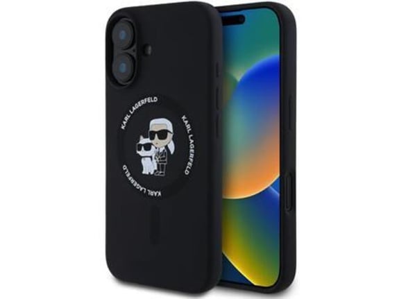KARL LAGERFELD ovitek MagSafe za iPhone 16, črna, KLHMP16SSCMKCRHK